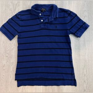 Polo Ralph Lauren Boys Blue & Black Striped Polo Shirt Size M(10-12). Black Pony